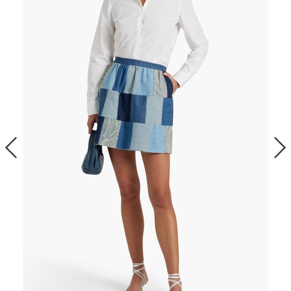 Red Valentino Denim Patchwork Skirt NWOT. Size EU 40 = waist 28”